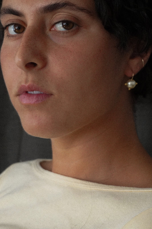 Pin Cushion Pearl Earrings • 18k